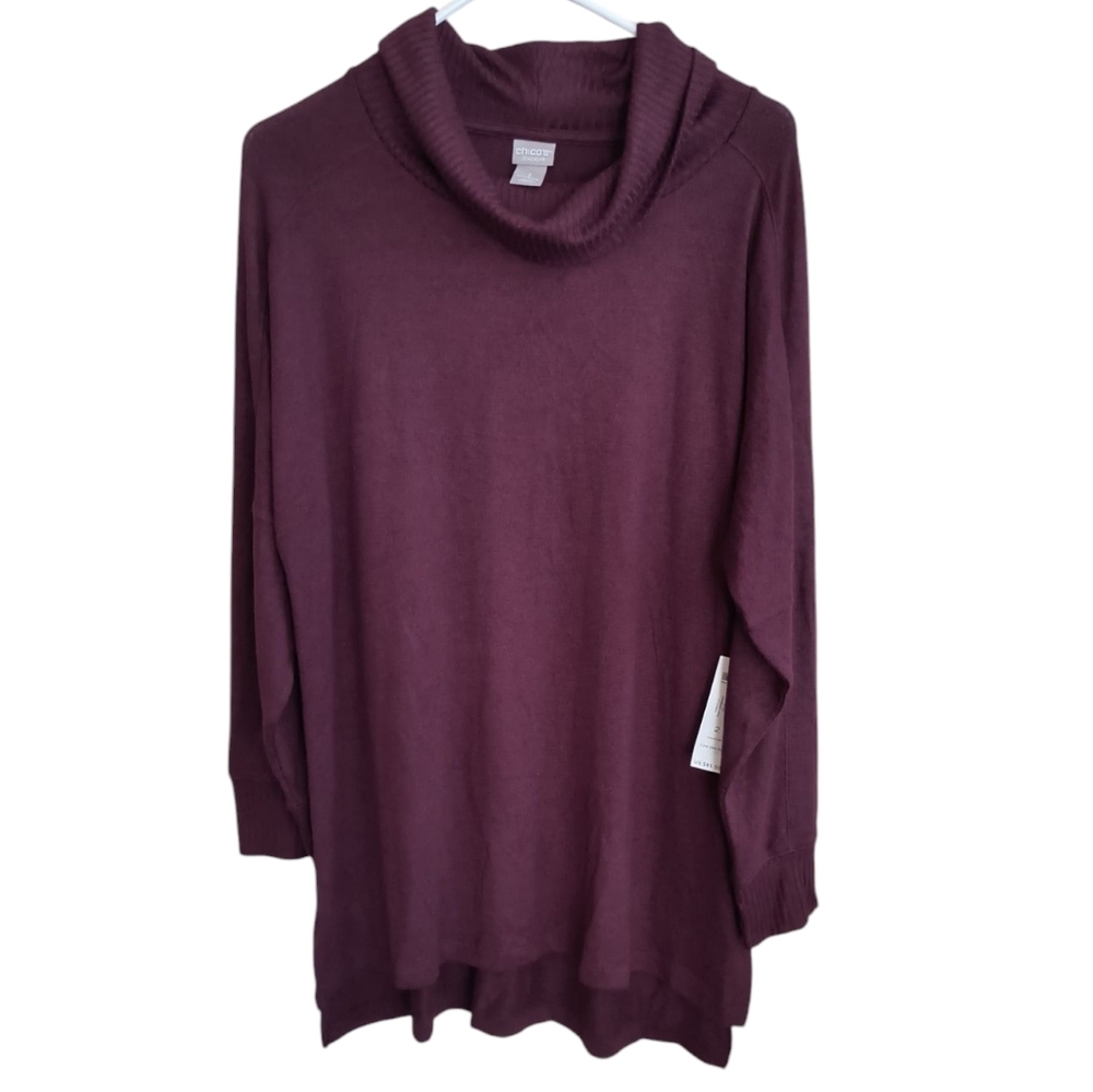 NWT Chico's Zenergy Soft Essentials Cowl Neck Tunic/Sweater Size 2 (12/14)